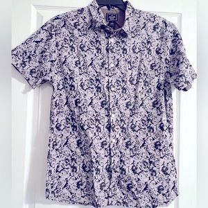 Black and Gray Roses short sleeved button down shirt